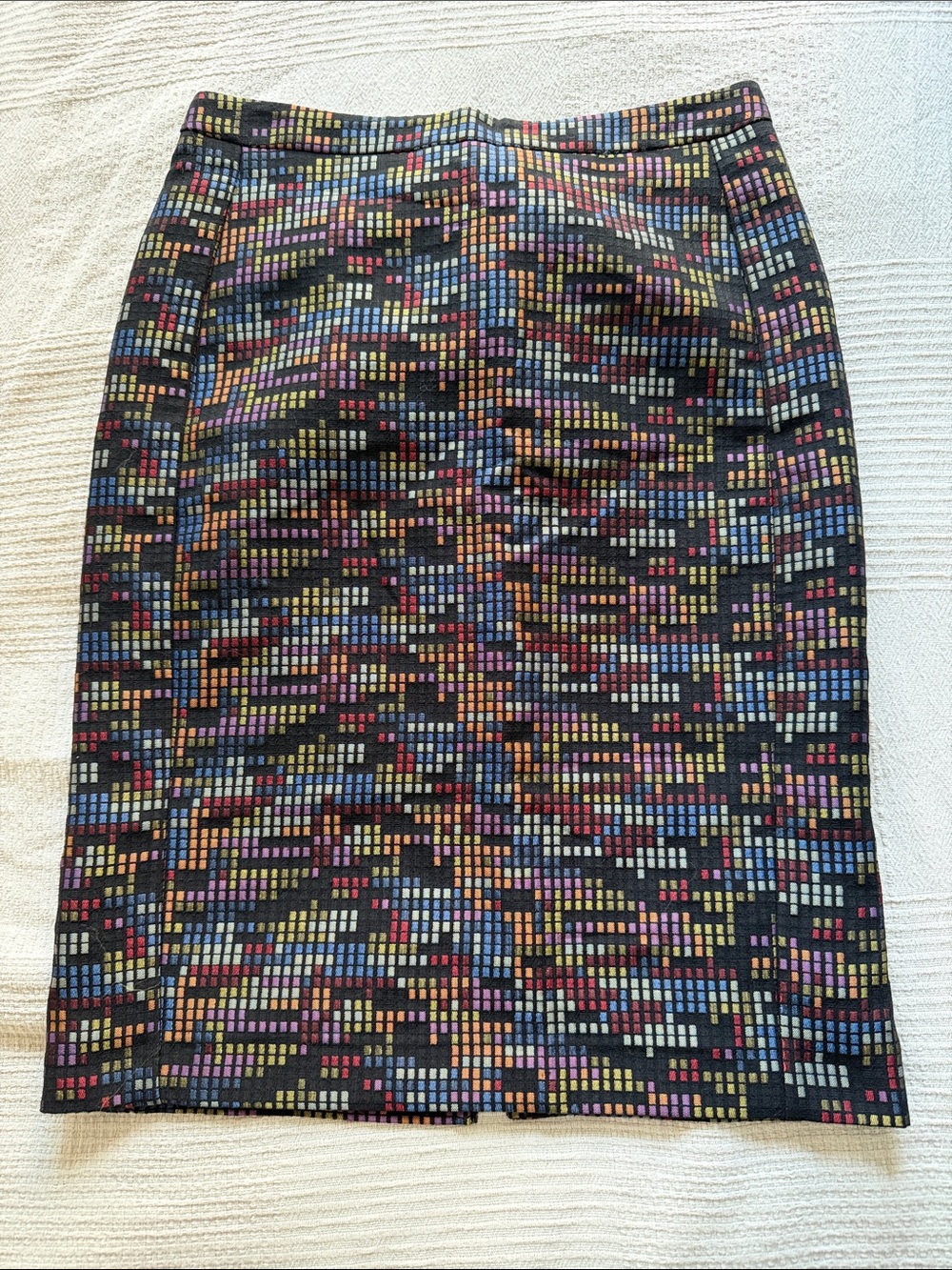 Pixel Mosaic Pencil Skirt in Multicolor